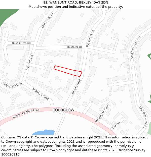 82, WANSUNT ROAD, BEXLEY, DA5 2DN: Location map and indicative extent of plot