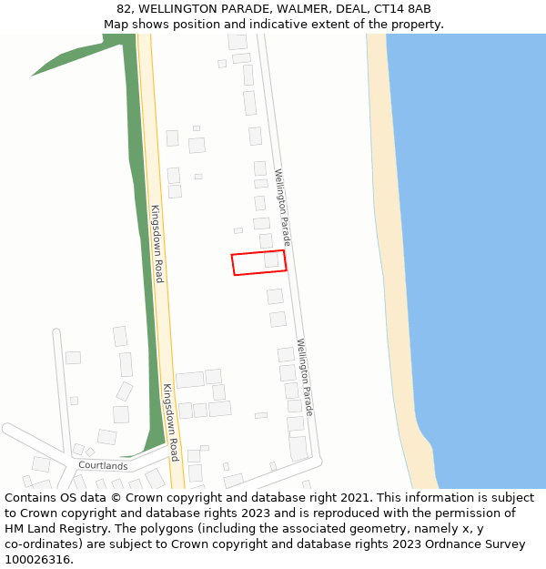 82, WELLINGTON PARADE, WALMER, DEAL, CT14 8AB: Location map and indicative extent of plot