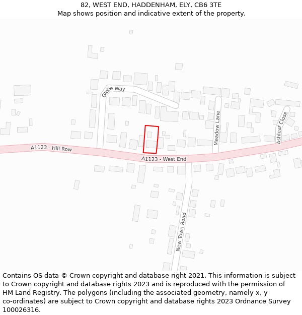 82, WEST END, HADDENHAM, ELY, CB6 3TE: Location map and indicative extent of plot