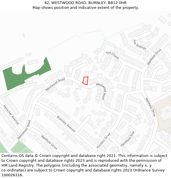 82, WESTWOOD ROAD, BURNLEY, BB12 0HR: Location map and indicative extent of plot