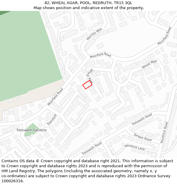 82, WHEAL AGAR, POOL, REDRUTH, TR15 3QL: Location map and indicative extent of plot