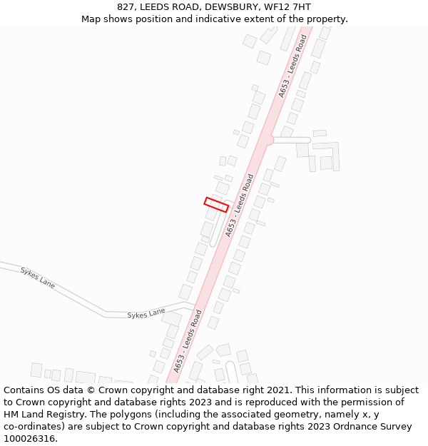 827, LEEDS ROAD, DEWSBURY, WF12 7HT: Location map and indicative extent of plot
