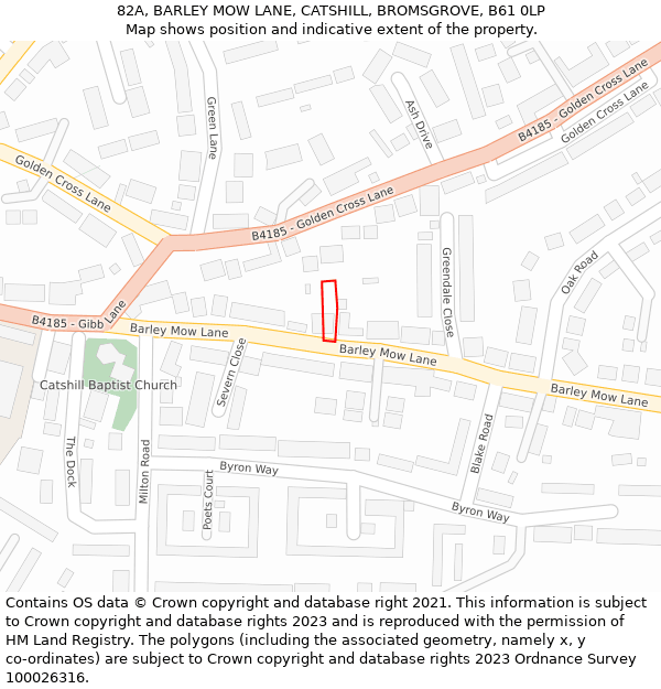 82A, BARLEY MOW LANE, CATSHILL, BROMSGROVE, B61 0LP: Location map and indicative extent of plot