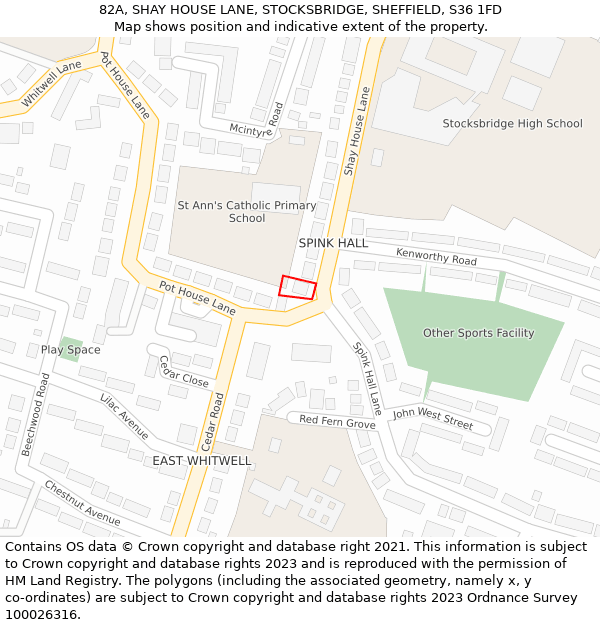 82A, SHAY HOUSE LANE, STOCKSBRIDGE, SHEFFIELD, S36 1FD: Location map and indicative extent of plot