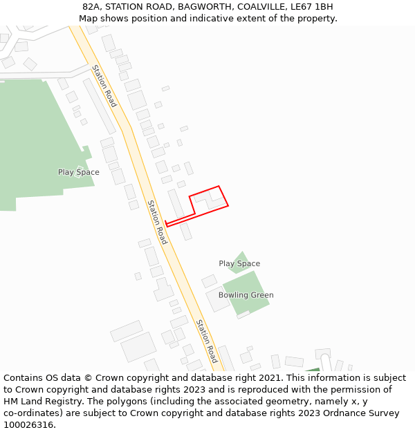 82A, STATION ROAD, BAGWORTH, COALVILLE, LE67 1BH: Location map and indicative extent of plot