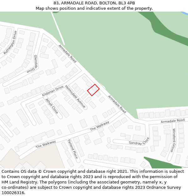 83, ARMADALE ROAD, BOLTON, BL3 4PB: Location map and indicative extent of plot