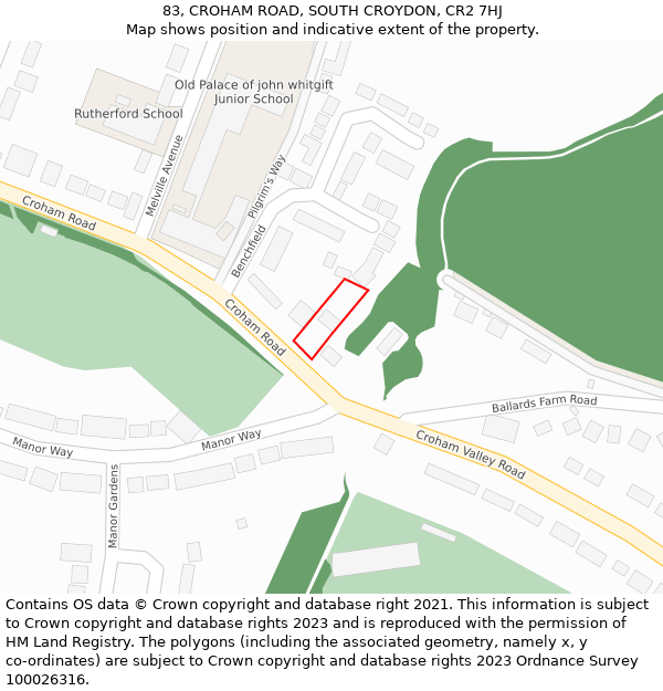 83, CROHAM ROAD, SOUTH CROYDON, CR2 7HJ: Location map and indicative extent of plot