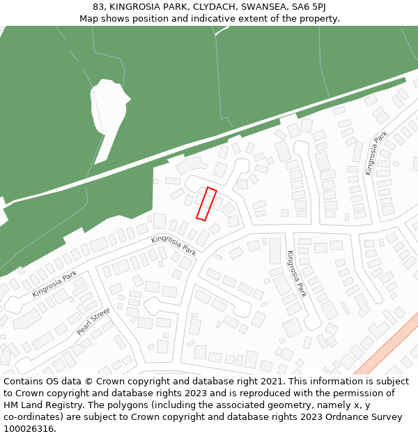 83, KINGROSIA PARK, CLYDACH, SWANSEA, SA6 5PJ: Location map and indicative extent of plot