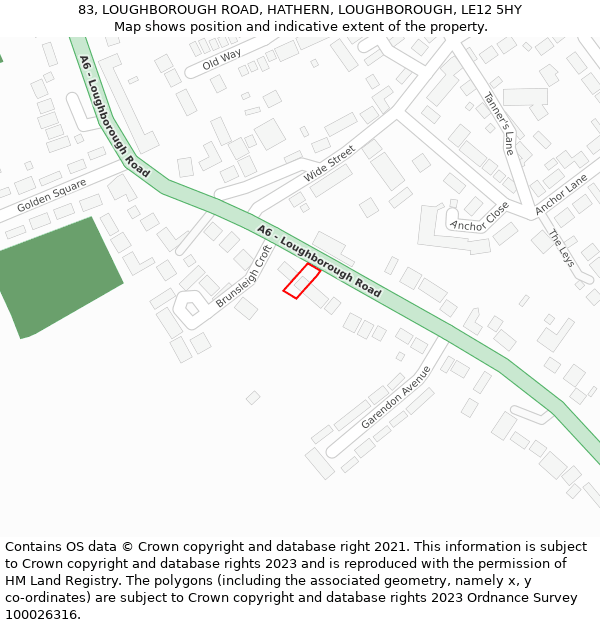 83, LOUGHBOROUGH ROAD, HATHERN, LOUGHBOROUGH, LE12 5HY: Location map and indicative extent of plot