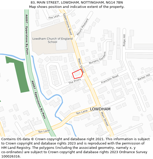 83, MAIN STREET, LOWDHAM, NOTTINGHAM, NG14 7BN: Location map and indicative extent of plot