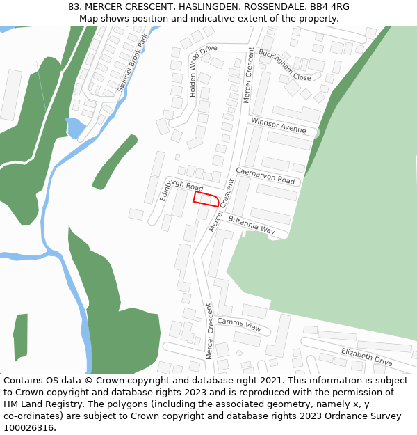 83, MERCER CRESCENT, HASLINGDEN, ROSSENDALE, BB4 4RG: Location map and indicative extent of plot