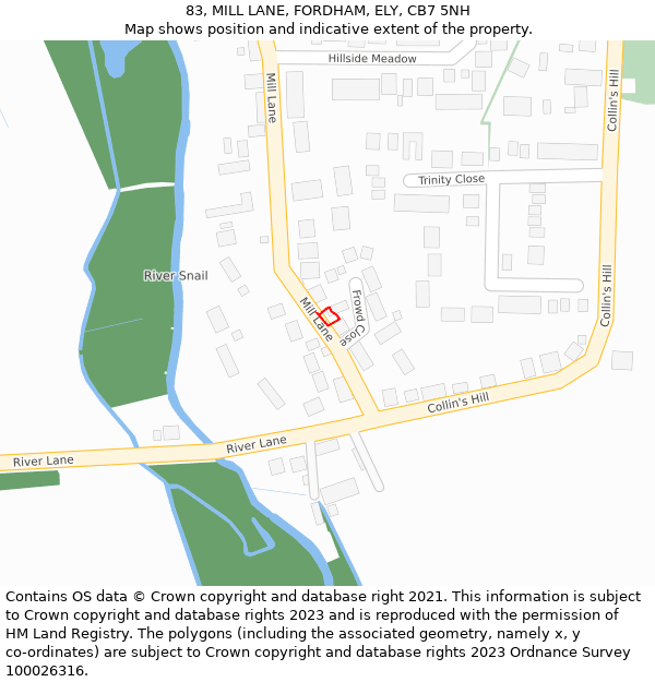 83, MILL LANE, FORDHAM, ELY, CB7 5NH: Location map and indicative extent of plot