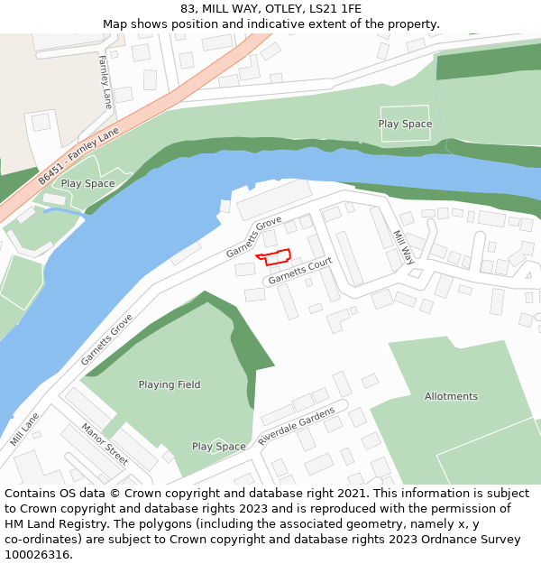 83, MILL WAY, OTLEY, LS21 1FE: Location map and indicative extent of plot