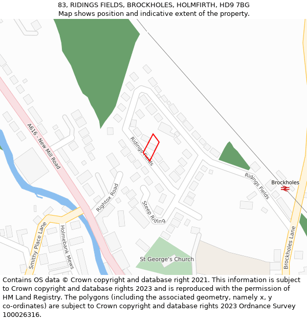 83, RIDINGS FIELDS, BROCKHOLES, HOLMFIRTH, HD9 7BG: Location map and indicative extent of plot