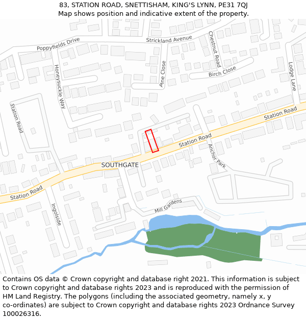 83, STATION ROAD, SNETTISHAM, KING'S LYNN, PE31 7QJ: Location map and indicative extent of plot