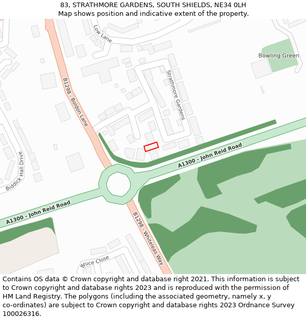 83, STRATHMORE GARDENS, SOUTH SHIELDS, NE34 0LH: Location map and indicative extent of plot