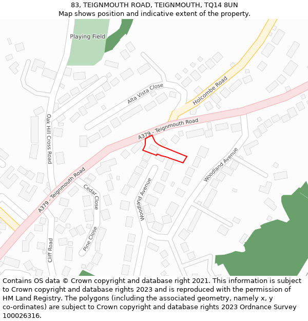 83, TEIGNMOUTH ROAD, TEIGNMOUTH, TQ14 8UN: Location map and indicative extent of plot