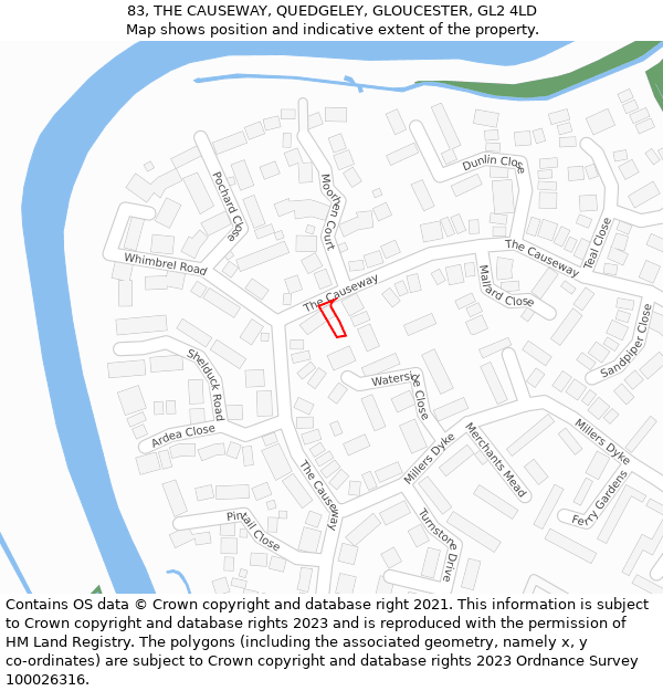 83, THE CAUSEWAY, QUEDGELEY, GLOUCESTER, GL2 4LD: Location map and indicative extent of plot