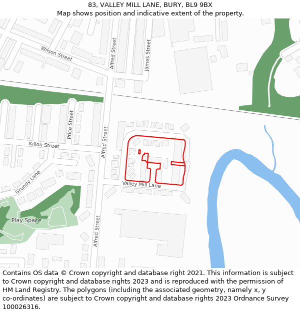 83, VALLEY MILL LANE, BURY, BL9 9BX: Location map and indicative extent of plot