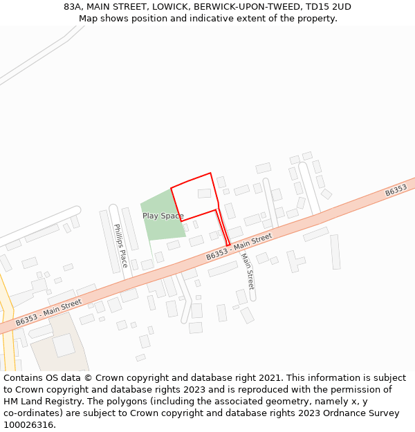 83A, MAIN STREET, LOWICK, BERWICK-UPON-TWEED, TD15 2UD: Location map and indicative extent of plot