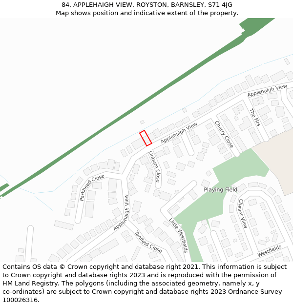 84, APPLEHAIGH VIEW, ROYSTON, BARNSLEY, S71 4JG: Location map and indicative extent of plot