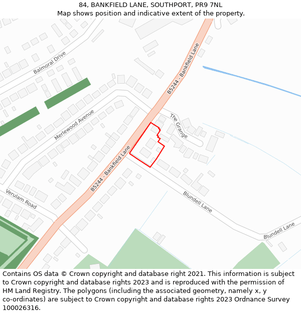 84, BANKFIELD LANE, SOUTHPORT, PR9 7NL: Location map and indicative extent of plot