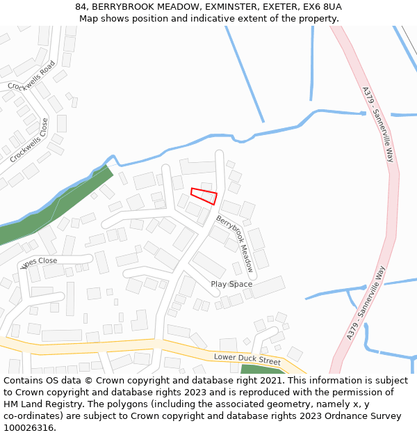 84, BERRYBROOK MEADOW, EXMINSTER, EXETER, EX6 8UA: Location map and indicative extent of plot