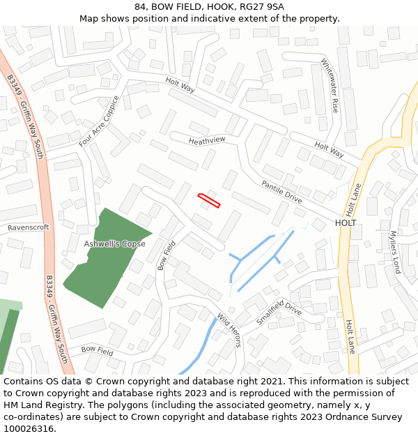 84, BOW FIELD, HOOK, RG27 9SA: Location map and indicative extent of plot
