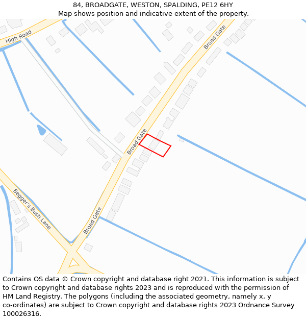 84, BROADGATE, WESTON, SPALDING, PE12 6HY: Location map and indicative extent of plot