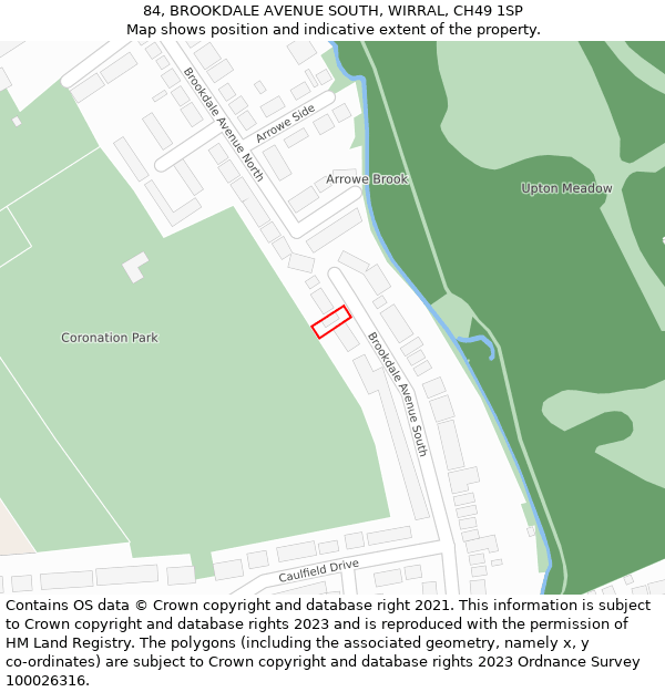 84, BROOKDALE AVENUE SOUTH, WIRRAL, CH49 1SP: Location map and indicative extent of plot