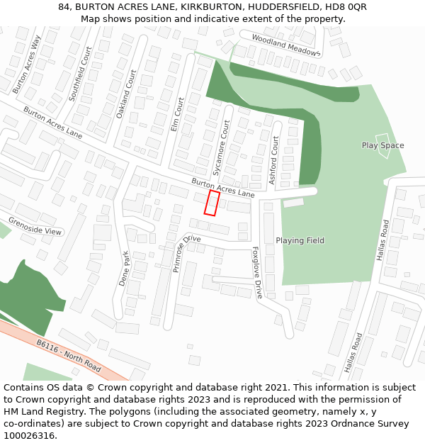 84, BURTON ACRES LANE, KIRKBURTON, HUDDERSFIELD, HD8 0QR: Location map and indicative extent of plot