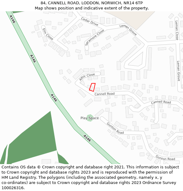 84, CANNELL ROAD, LODDON, NORWICH, NR14 6TP: Location map and indicative extent of plot