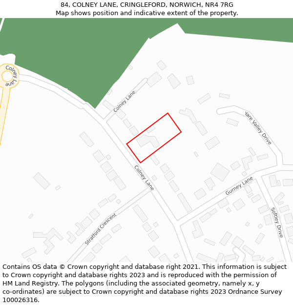 84, COLNEY LANE, CRINGLEFORD, NORWICH, NR4 7RG: Location map and indicative extent of plot