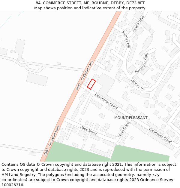 84, COMMERCE STREET, MELBOURNE, DERBY, DE73 8FT: Location map and indicative extent of plot