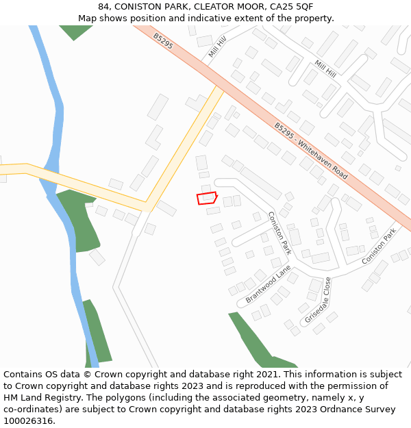 84, CONISTON PARK, CLEATOR MOOR, CA25 5QF: Location map and indicative extent of plot