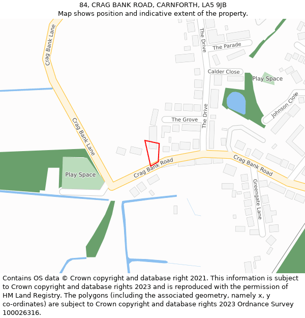 84, CRAG BANK ROAD, CARNFORTH, LA5 9JB: Location map and indicative extent of plot