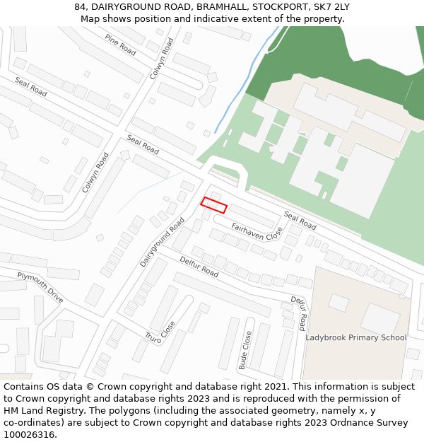 84, DAIRYGROUND ROAD, BRAMHALL, STOCKPORT, SK7 2LY: Location map and indicative extent of plot