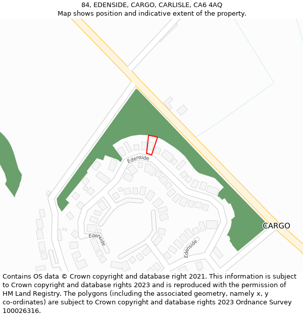 84, EDENSIDE, CARGO, CARLISLE, CA6 4AQ: Location map and indicative extent of plot