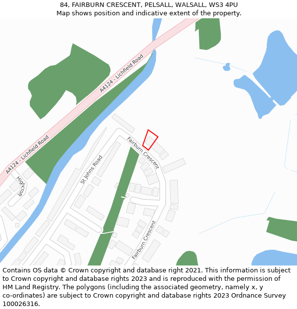 84, FAIRBURN CRESCENT, PELSALL, WALSALL, WS3 4PU: Location map and indicative extent of plot