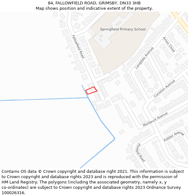 84, FALLOWFIELD ROAD, GRIMSBY, DN33 3HB: Location map and indicative extent of plot