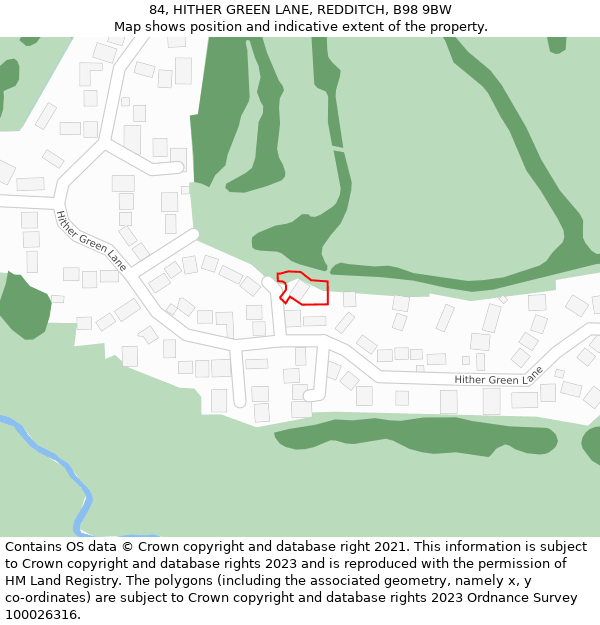 84, HITHER GREEN LANE, REDDITCH, B98 9BW: Location map and indicative extent of plot