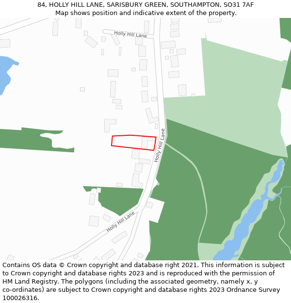 84, HOLLY HILL LANE, SARISBURY GREEN, SOUTHAMPTON, SO31 7AF: Location map and indicative extent of plot