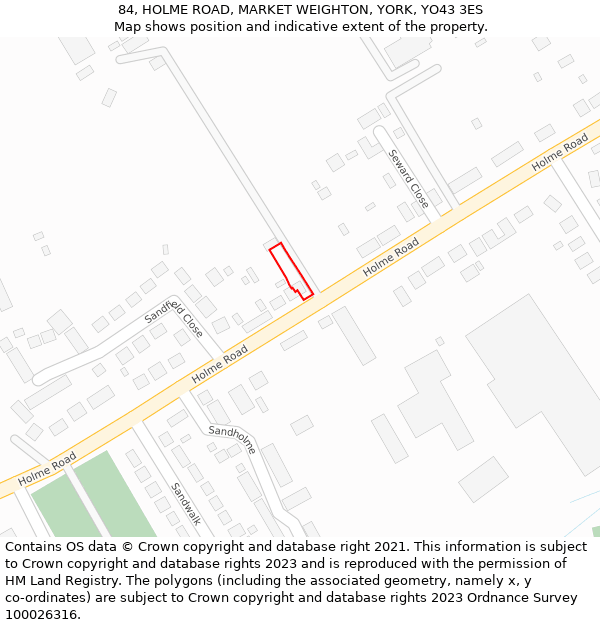 84, HOLME ROAD, MARKET WEIGHTON, YORK, YO43 3ES: Location map and indicative extent of plot