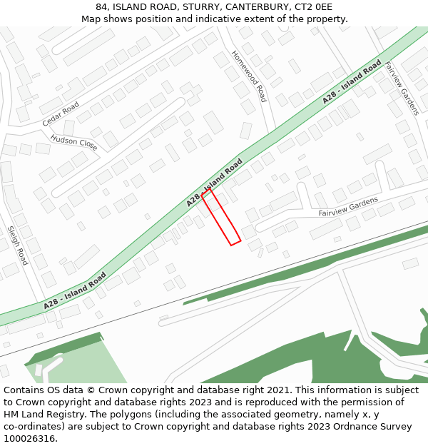 84, ISLAND ROAD, STURRY, CANTERBURY, CT2 0EE: Location map and indicative extent of plot