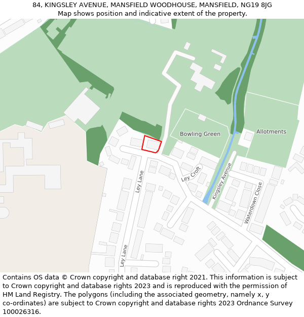 84, KINGSLEY AVENUE, MANSFIELD WOODHOUSE, MANSFIELD, NG19 8JG: Location map and indicative extent of plot