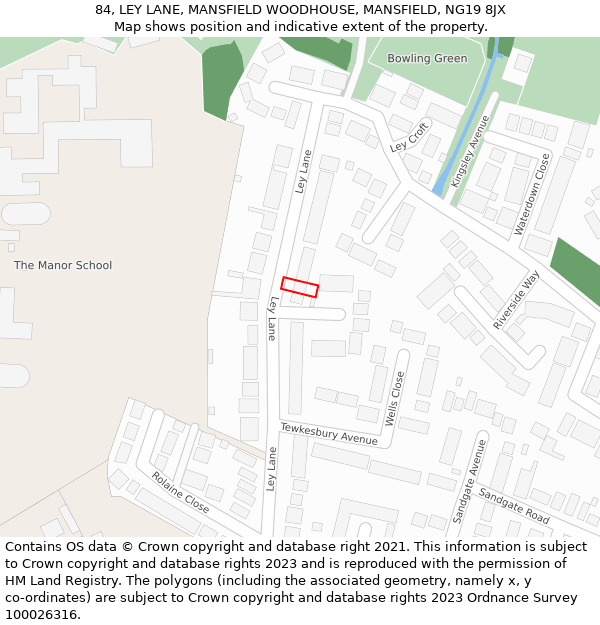 84, LEY LANE, MANSFIELD WOODHOUSE, MANSFIELD, NG19 8JX: Location map and indicative extent of plot