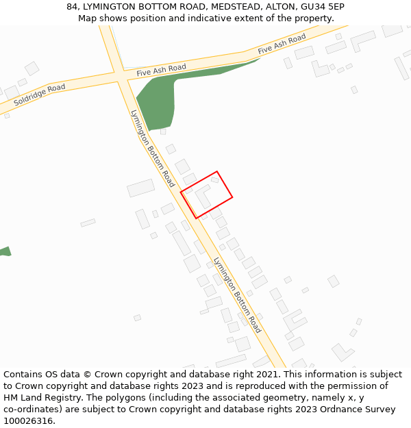 84, LYMINGTON BOTTOM ROAD, MEDSTEAD, ALTON, GU34 5EP: Location map and indicative extent of plot