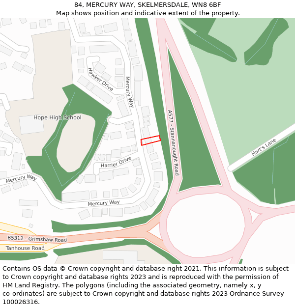 84, MERCURY WAY, SKELMERSDALE, WN8 6BF: Location map and indicative extent of plot