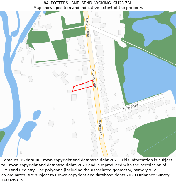84, POTTERS LANE, SEND, WOKING, GU23 7AL: Location map and indicative extent of plot