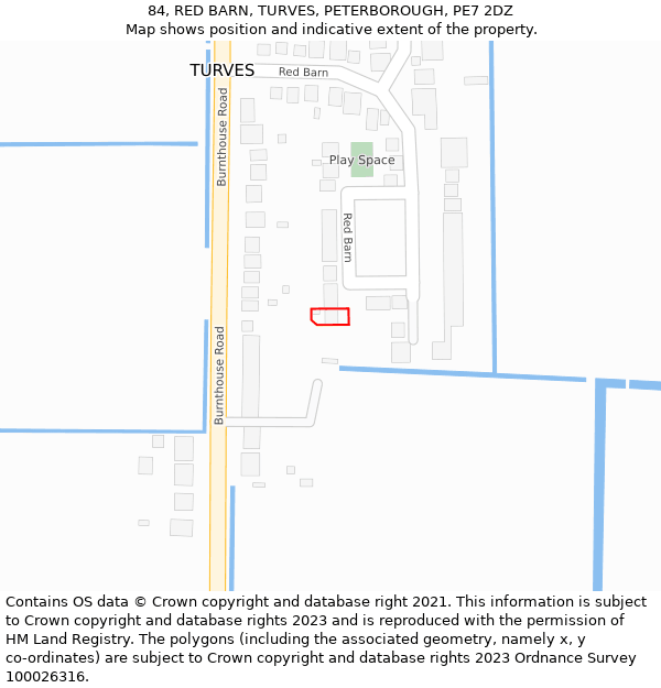 84, RED BARN, TURVES, PETERBOROUGH, PE7 2DZ: Location map and indicative extent of plot